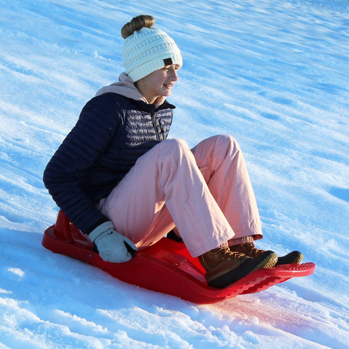 Flexible Flyer Winter Heat Snow Sled with Steering and Brakes, Red (Open Box)