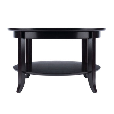 Winsome Genoa Coffee Table with Inset Clear Glass Top, Espresso Brown (Open Box)