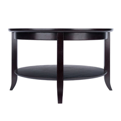 Winsome Genoa Coffee Table with Inset Clear Glass Top, Espresso Brown (Open Box)
