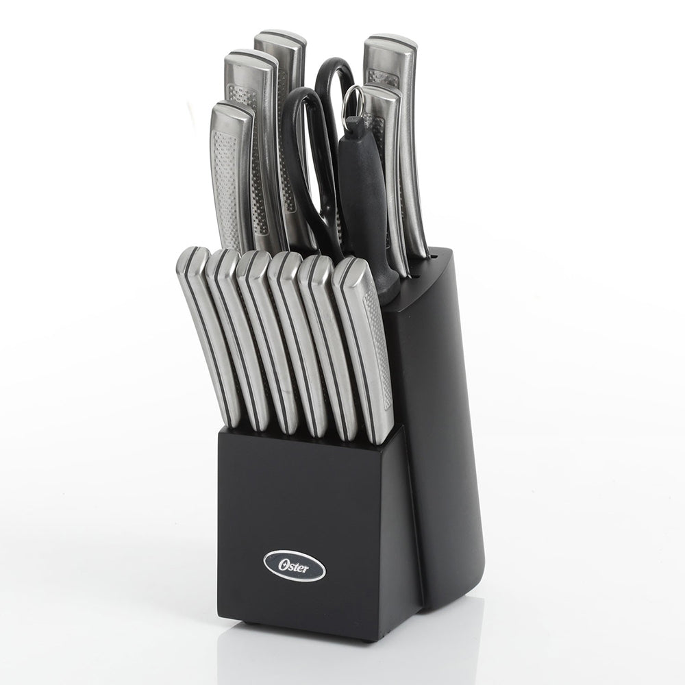 Oster Wellisford Stainless Steel Knife Cutlery Set with Block, 14 Piece (Used) - VMInnovations