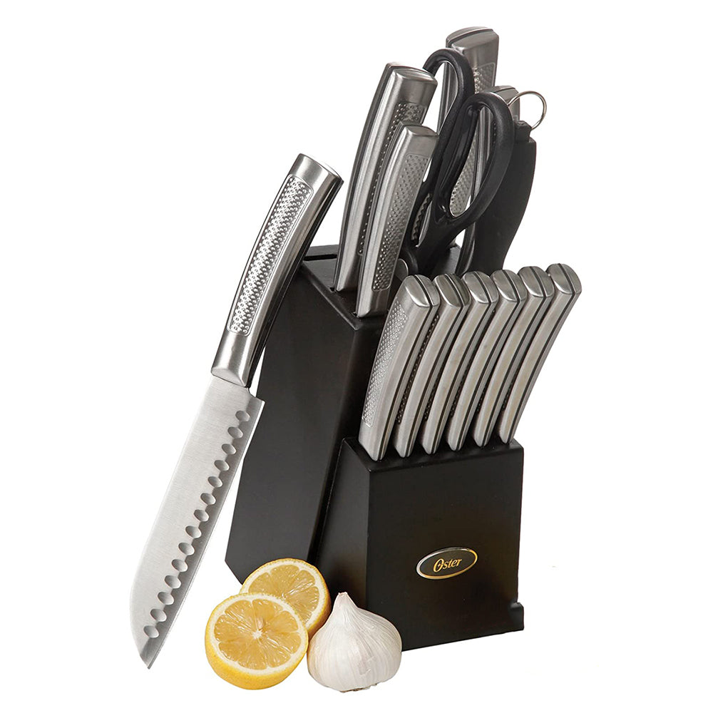 Oster Wellisford Stainless Steel Knife Cutlery Set with Block, 14 Piece (Used) - VMInnovations