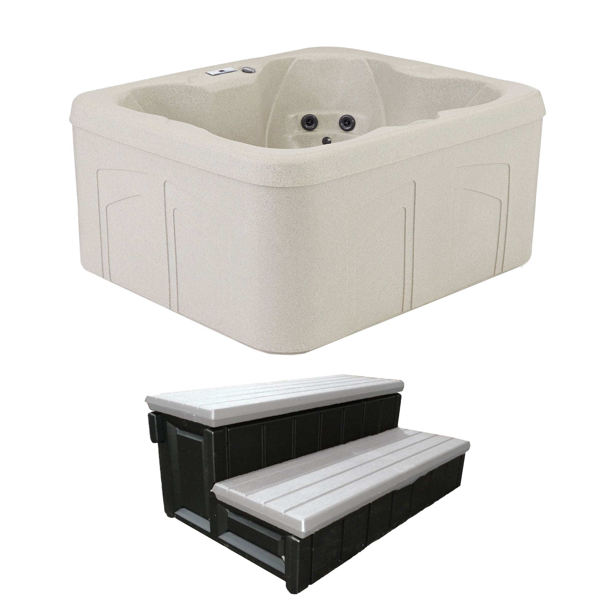 Lifesmart Spas Bermuda Rock Solid Simplicity 4-Person Spa with Cover and Steps
