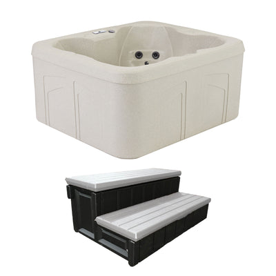 Lifesmart Spas Bermuda Rock Solid Simplicity 4-Person Spa with Cover and Steps
