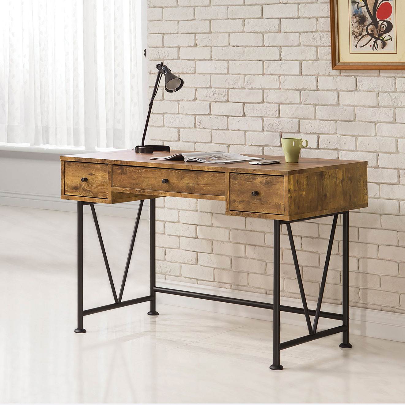 Coaster Home Barritt 3 Drawer Home Office Writing Desk, Antique Nutmeg (Used) - VMInnovations