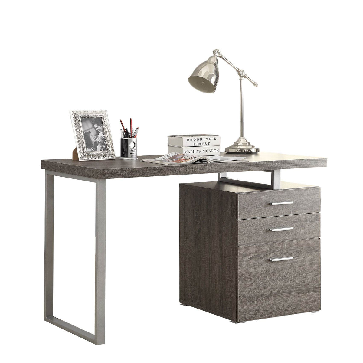 Coaster Home Furniture Home Office File Drawer Writing Desk, Gray (Damaged)
