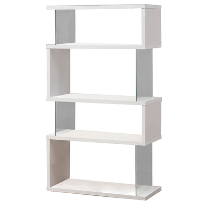 Coaster Home Furniture Asymmetrical Snaking Home Living Room Bookshelf, White - VMInnovations