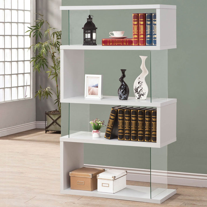 Coaster Home Furniture Asymmetrical Snaking Home Living Room Bookshelf, White