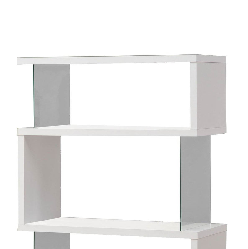 Coaster Home Furniture Asymmetrical Snaking Home Living Room Bookshelf, White
