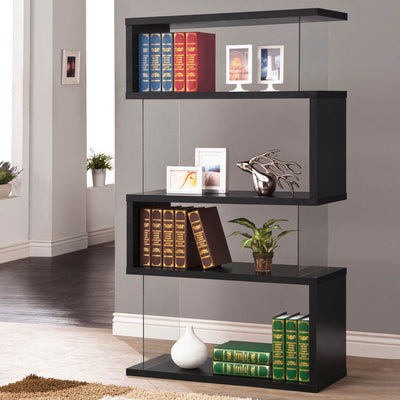 Coaster Home Furniture Asymmetrical Snaking Living Room Bookshelf, Black (Used)