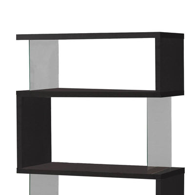 Coaster Home Furniture Asymmetrical Snaking Home Living Room Bookshelf, Black - VMInnovations