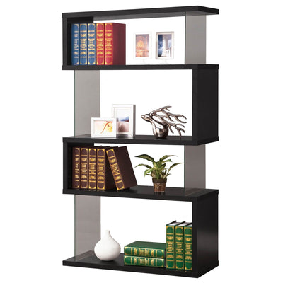 Coaster Home Furniture Asymmetrical Snaking Home Living Room Bookshelf, Black - VMInnovations