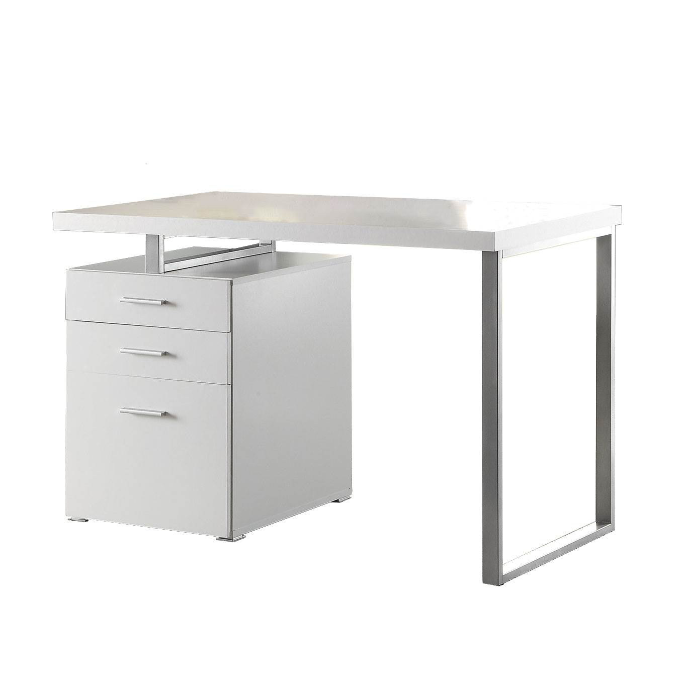 Coaster Home Furniture File Drawer Writing Desk, White and Silver (Open Box) - VMInnovations