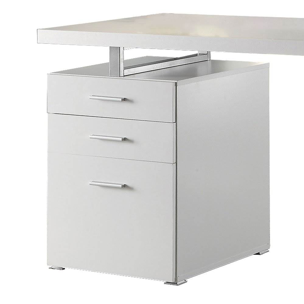 Coaster Home Furniture File Drawer Writing Desk, White and Silver (Open Box) - VMInnovations