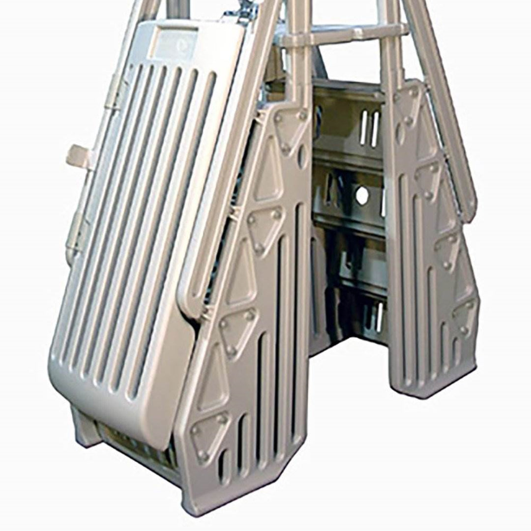 Vinyl Works AF 24 Inch Gated Entry Above Ground Pool Ladder, Taupe (Used) - VMInnovations