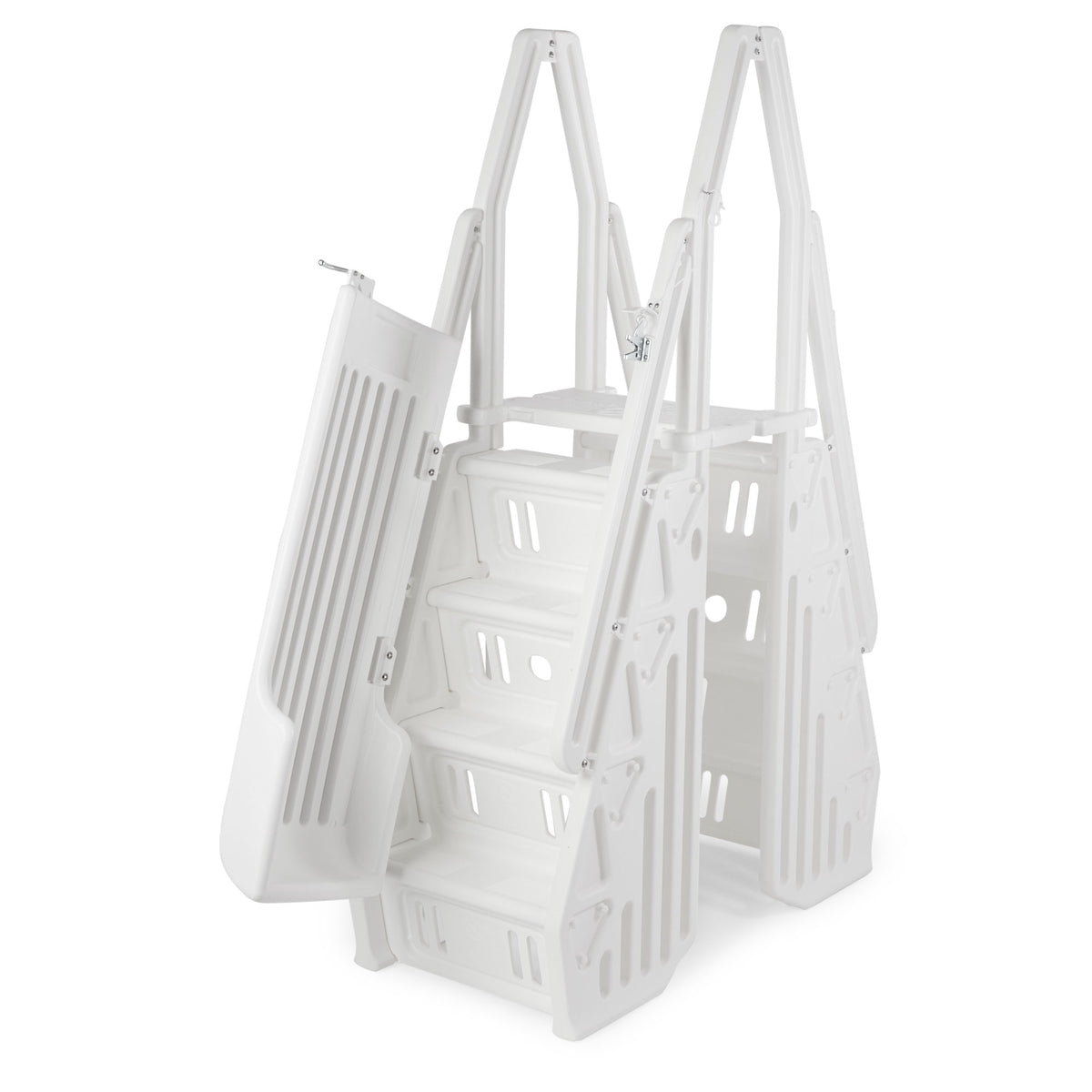 Vinyl Works Adjustable 24" Gated Entry Above Ground Pool Ladder White(For Parts)