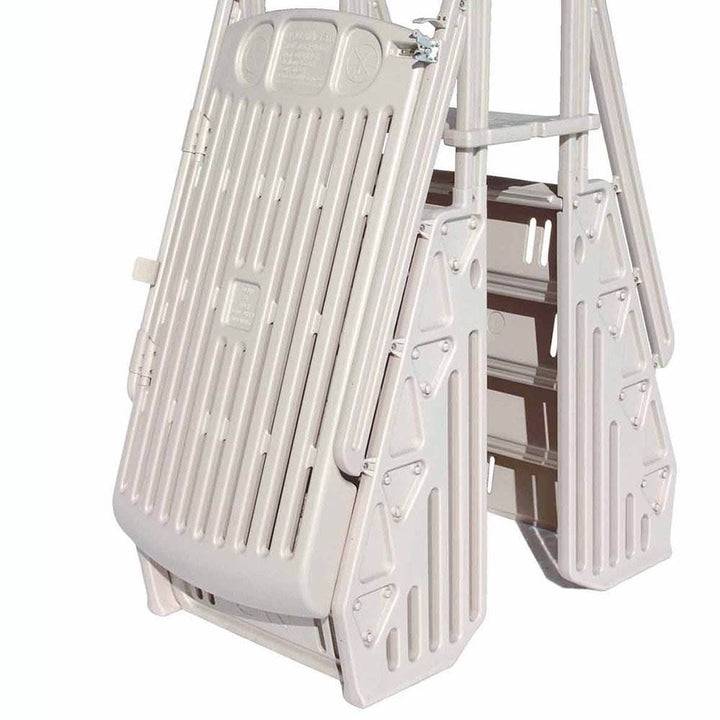 Vinyl Works GE Adjustable A Frame Above Ground Pool Ladder w/ Gate, Taupe (Used)