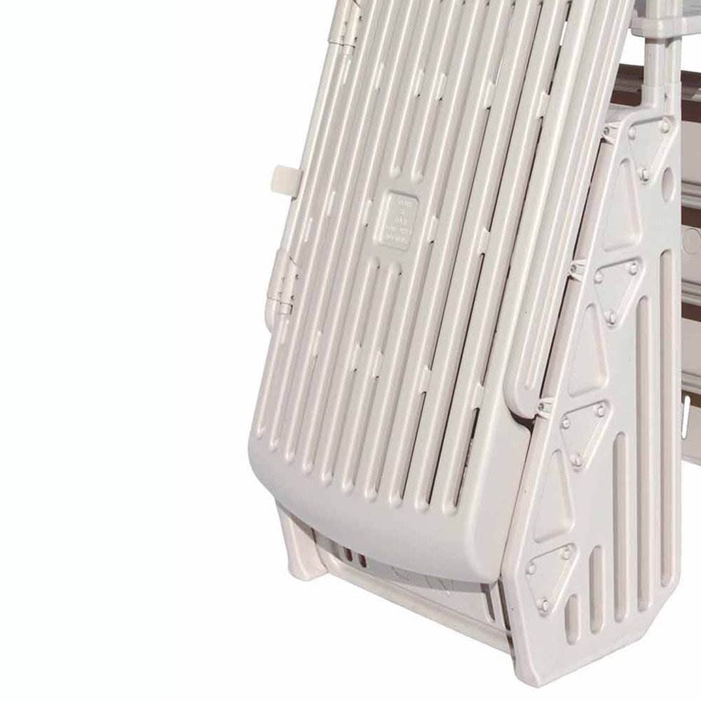 Vinyl Works GE Adjustable A Frame Above Ground Pool Ladder w/ Gate, Taupe (Used) - VMInnovations