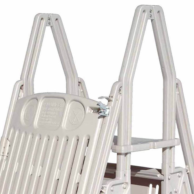 Vinyl Works GE Adjustable A Frame Above Ground Pool Ladder w/ Gate, Taupe (Used)