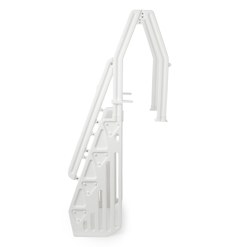 Vinyl Works Adjustable 24 Inch In-Pool Step Ladder for Above Ground Pools, White - VMInnovations