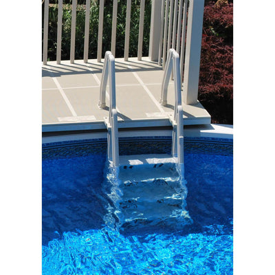 Vinyl Works Adjustable 24 Inch In-Pool Step Ladder for Above Ground Pools, White - VMInnovations