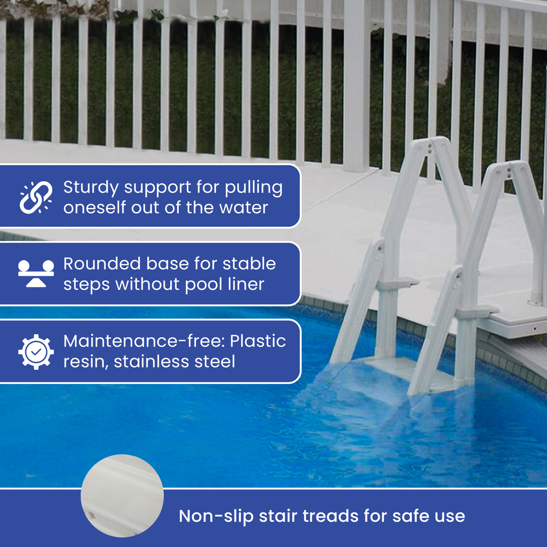 Vinyl Works Deluxe In Step 46-60" Above Ground Swimming Pool Ladder, White(Used) - VMInnovations