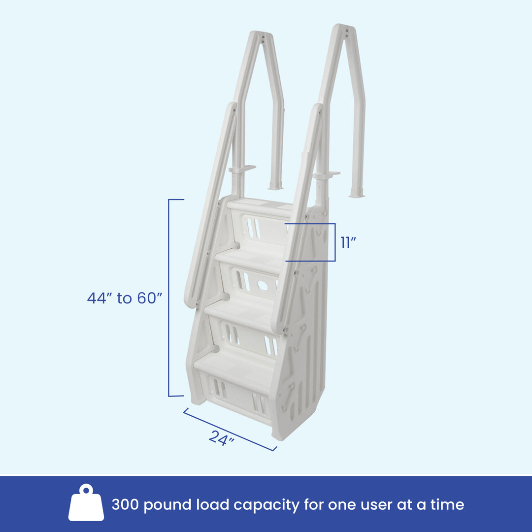 Vinyl Works Deluxe 46-60" Above Ground Pool Ladder, White (Open Box) (6 Pack) - VMInnovations