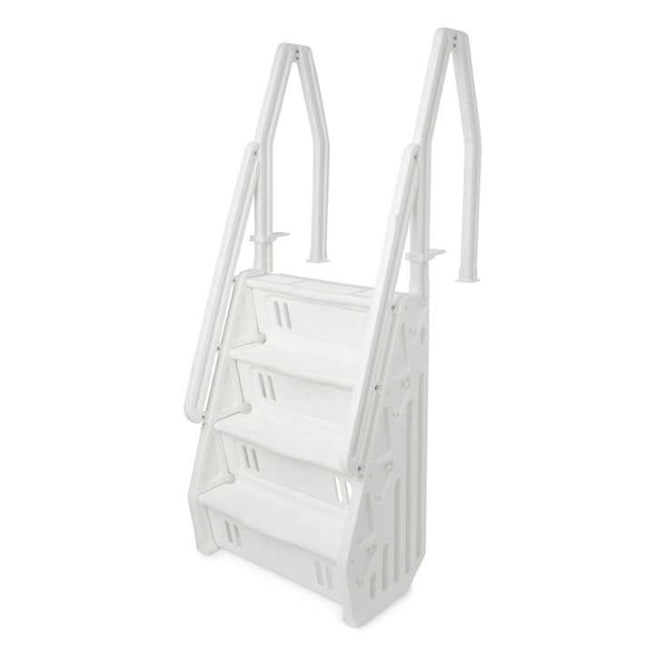 Vinyl Works Adjustable 32 Inch In-Pool Step Ladder for Above Ground Pools, White