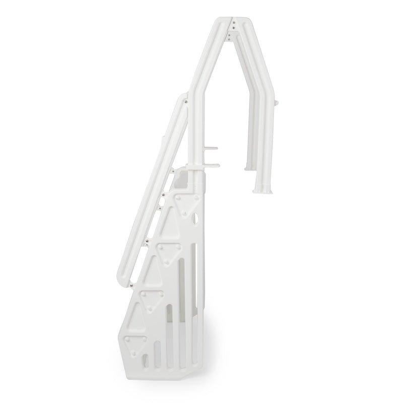 Vinyl Works Adjustable 32 Inch In-Pool Step Ladder for Above Ground Pools, White