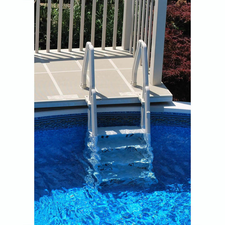 Vinyl Works Adjustable 32 Inch In-Pool Step Ladder for Above Ground Pools, White