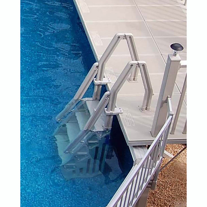 Vinyl Works Adjustable 32 Inch In-Pool Step Ladder for Above Ground Pools, White