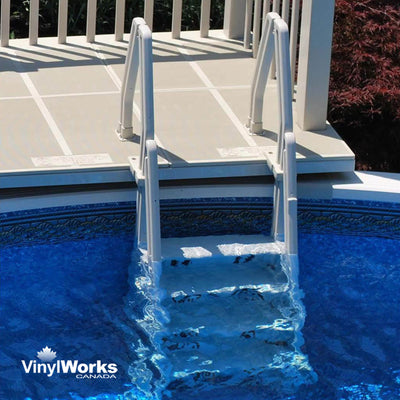 Vinyl Works Deluxe 32" Step Ladder for 46-60" Above Ground Pools, White (Used) - VMInnovations