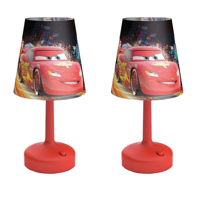 Philips Disney Cars Portable 10 Inch Kids Table Lamp with Shade, Red (2 Pack)