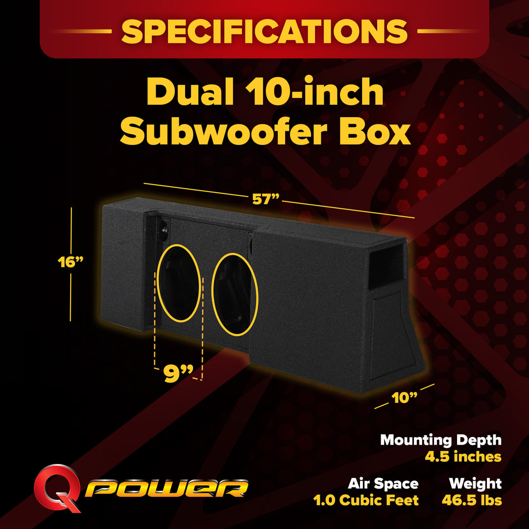 QPower Dual 10" Sub Box - Ford F150 SuperCrew 09-25, F250/F350 Super Duty 17-25 - VMInnovations