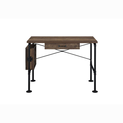 ACME Furniture 92595 Endang Industrial Metal Writing Desk with Drawer, Oak/Black