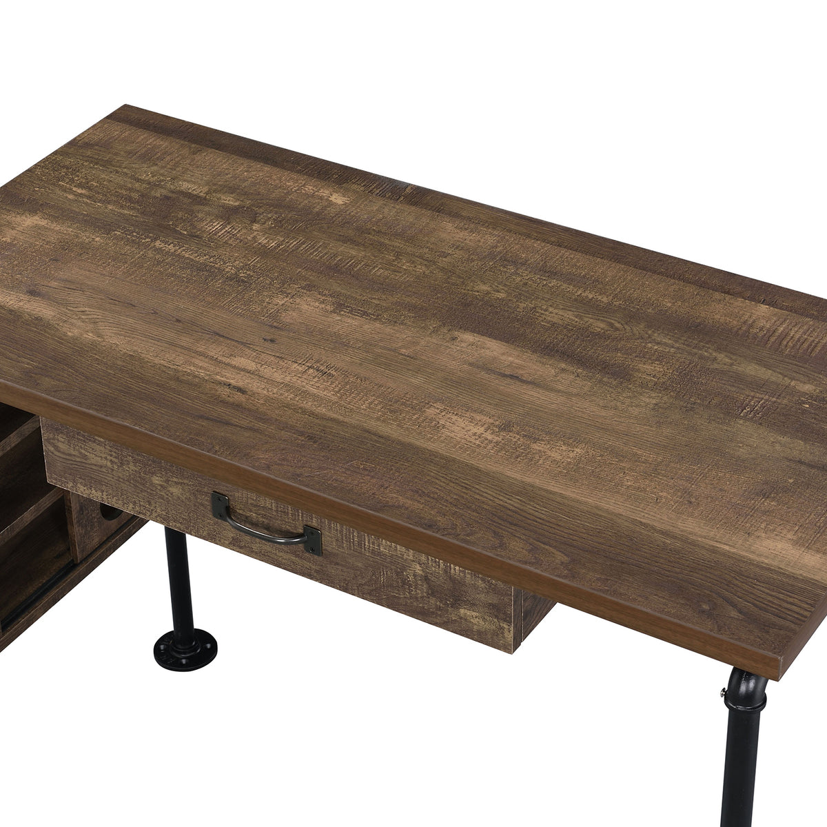 ACME Furniture 92595 Endang Industrial Metal Writing Desk with Drawer, Oak/Black