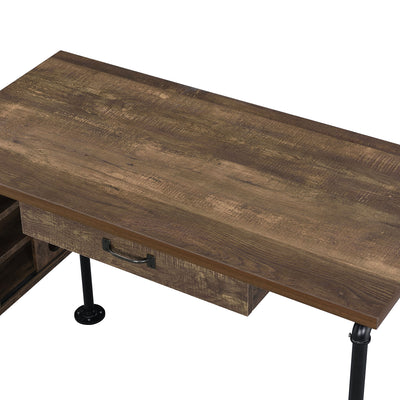 ACME Furniture 92595 Endang Industrial Metal Writing Desk with Drawer, Oak/Black