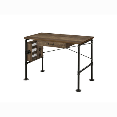 ACME Furniture 92595 Endang Industrial Metal Writing Desk with Drawer, Oak/Black