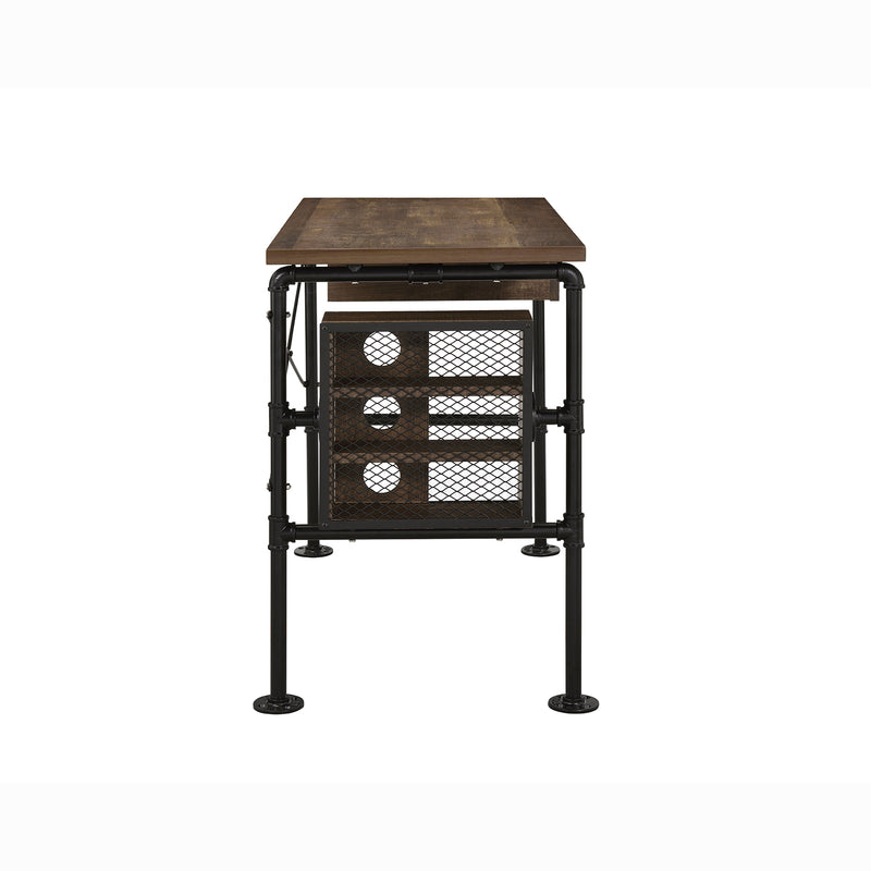 ACME Furniture 92595 Endang Metal Writing Desk w/ Drawer, Oak/Black (Open Box)