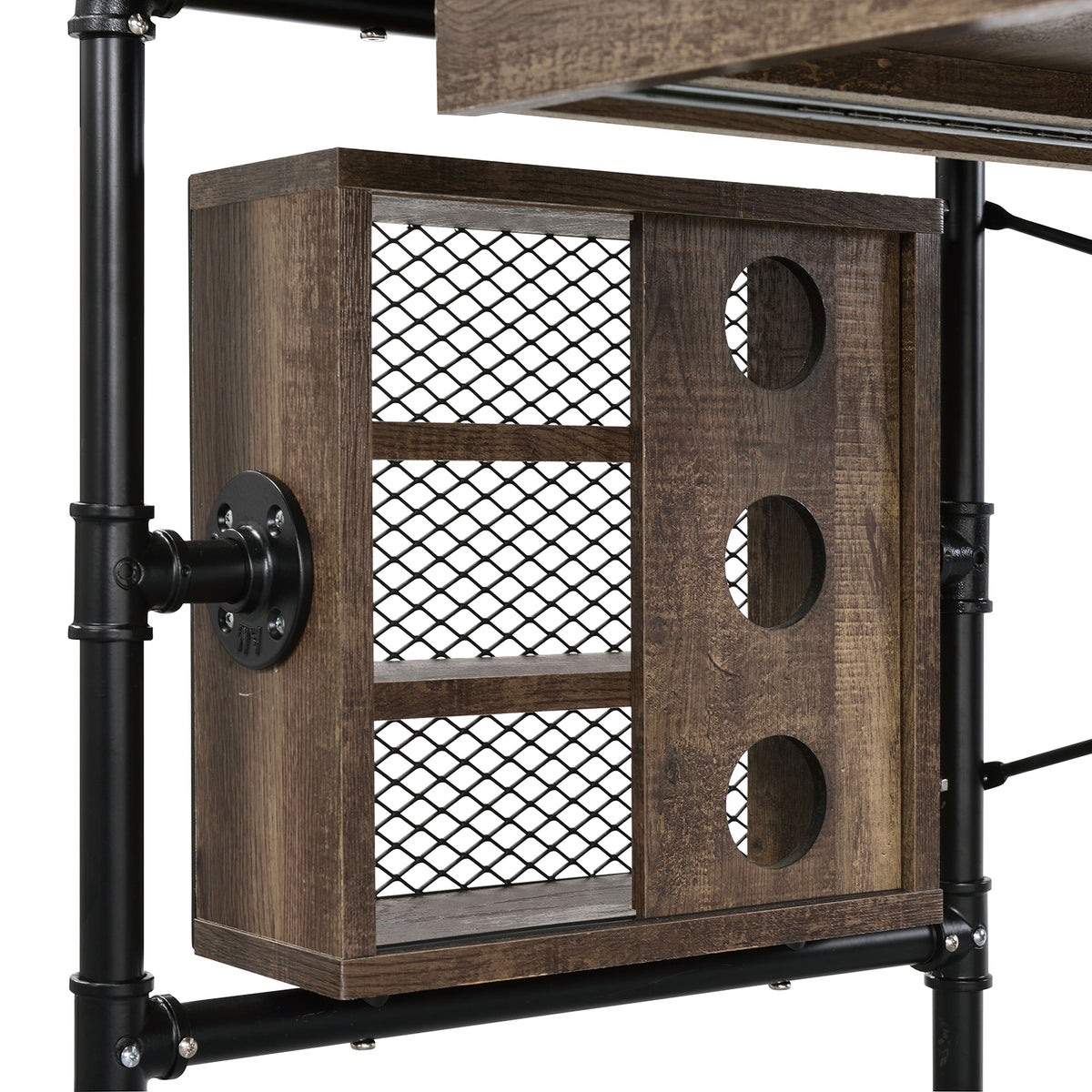 ACME Furniture 92595 Endang Industrial Metal Writing Desk with Drawer, Oak/Black