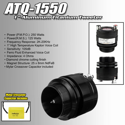 Audiopipe ATQ-1550 1" 200W 4 Ohm Aluminum Titanium Car Bullet Tweeters (4 Pack) - VMInnovations