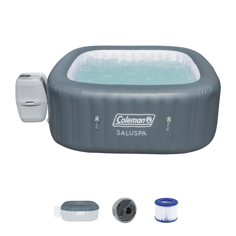 Coleman SaluSpa 4 Person Inflatable Outdoor AirJet Spa Hot Tub, Gray (Used)