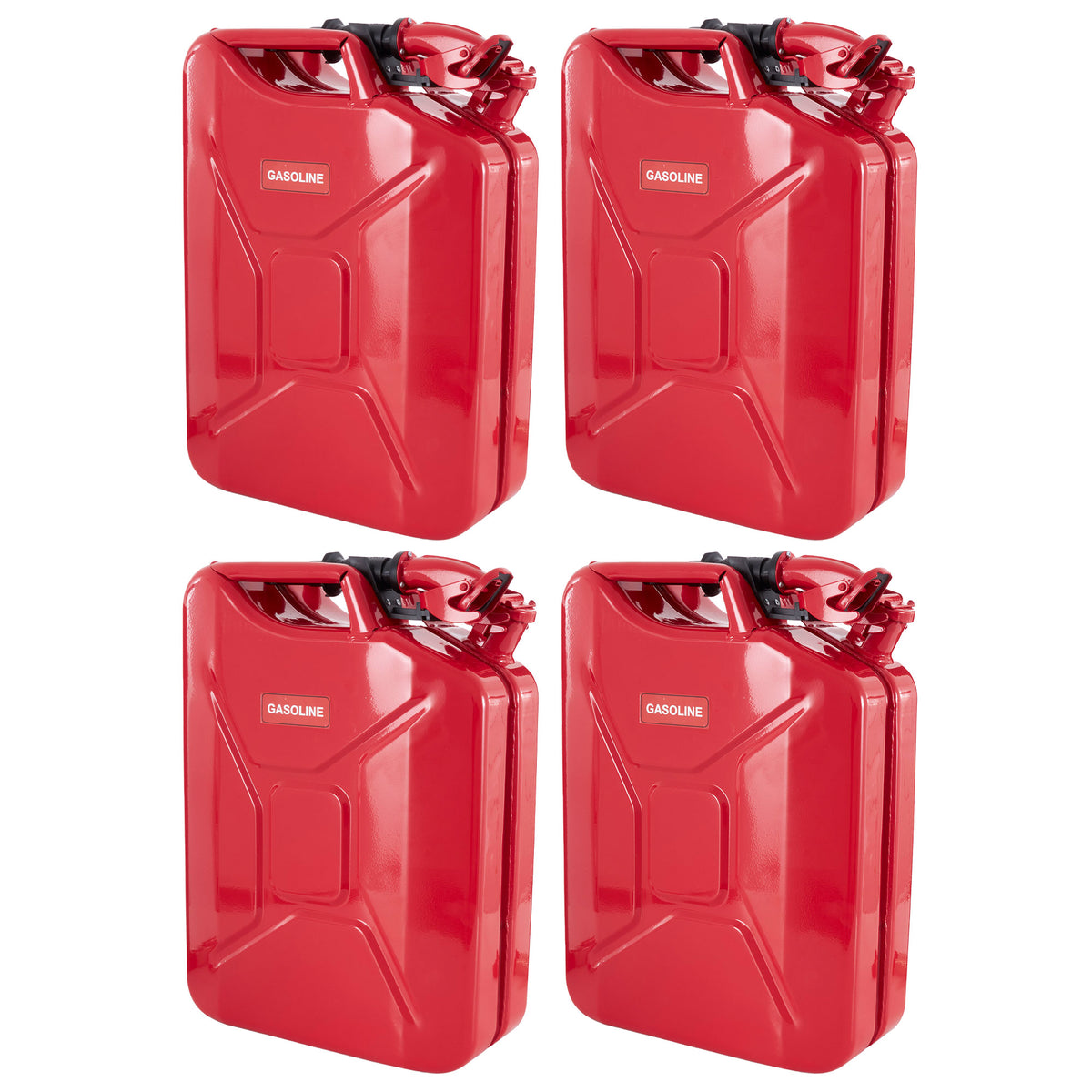 Wavian 3009 5.3 Gallon 20 Liter Authentic CARB Jerry Can with Spout, Red (4 Pack) - VMInnovations