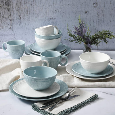 Gibson Elite 16 Pc Floral Glaze Dinnerware Set w/ Plates, Bowls, and Mugs (Used) - VMInnovations