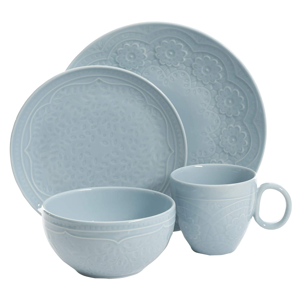 Gibson Elite 16 Pc Floral Glaze Dinnerware Set w/ Plates, Bowls, and Mugs (Used) - VMInnovations