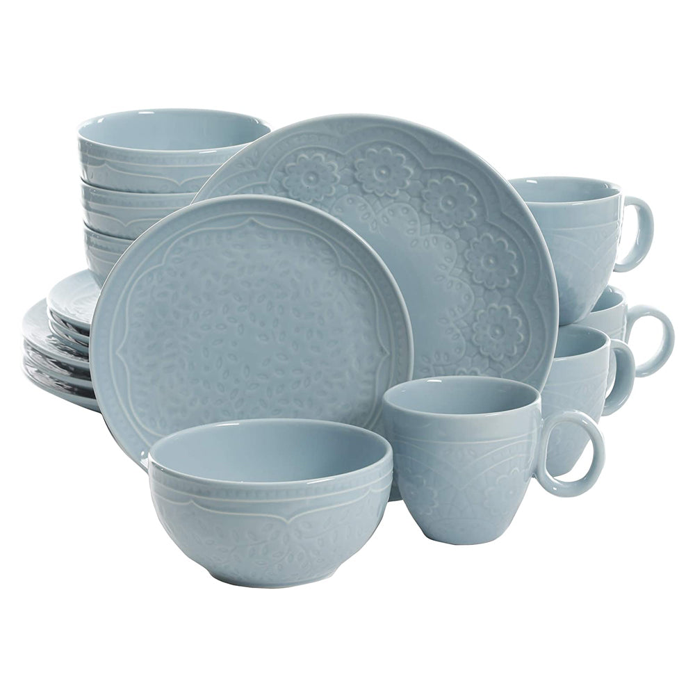 Gibson Elite 16 Pc Floral Glaze Dinnerware Set w/ Plates, Bowls, and Mugs (Used) - VMInnovations