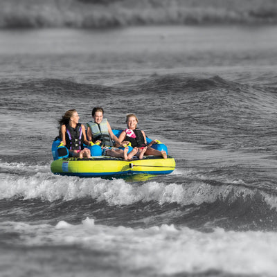 O'Brien Barca 3 Kickback 3 Person Towable Water Tube w/ Shock Ball & Rope Float
