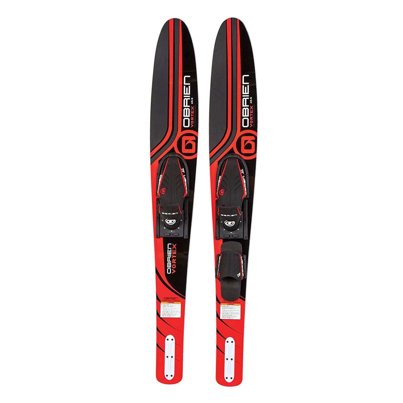 OBrien Vortex Combo 65.5 Inch Adult Mens Size 4.5-13 Wide Body Water Skis, Red - VMInnovations