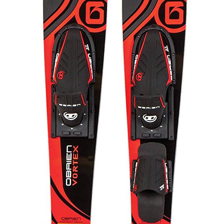 OBrien Vortex Combo 65.5 Inch Adult Mens Size 4.5-13 Wide Body Water Skis, Red