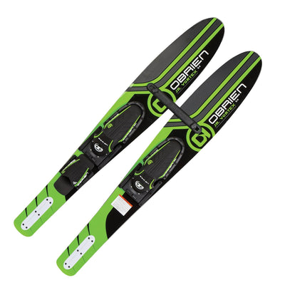 OBrien 54" Jr. Vortex Combo Water Skis with X7 Bindings for Kids 2-Mens 7, Green
