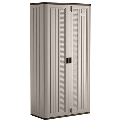 Suncast Tall Storage Cabinet with Shelves and Doors, Platinum (4 Pack)